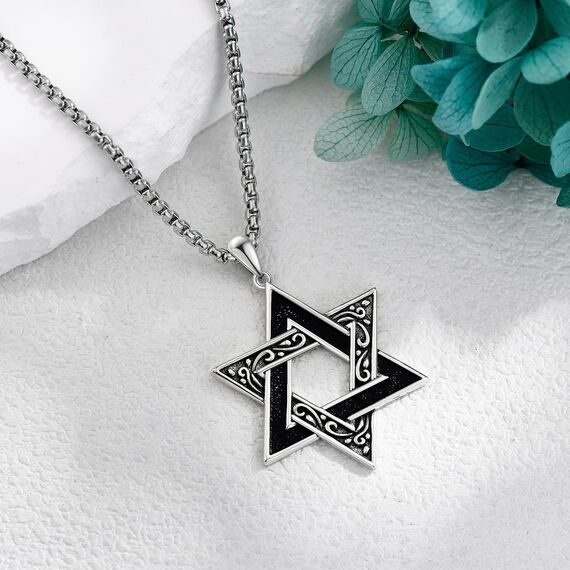 URONE Davidstern Kette 925 Sterling Silber Judenstern Anhänger Halskette Davidstern Schmuck für Herren Damen
