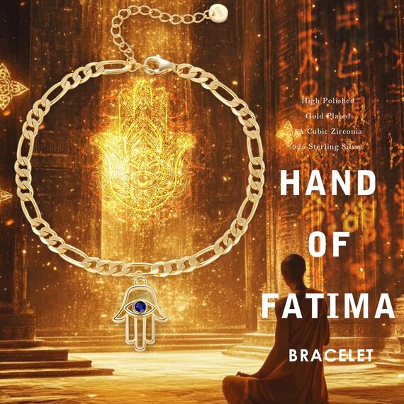 OHAYOO Fatima Armband Damen 14K Gold Plated 925 Sterling Silber Vergoldet Liebeskind Goldenes Schmuck für Frauen Mädchen Tochter Mutter