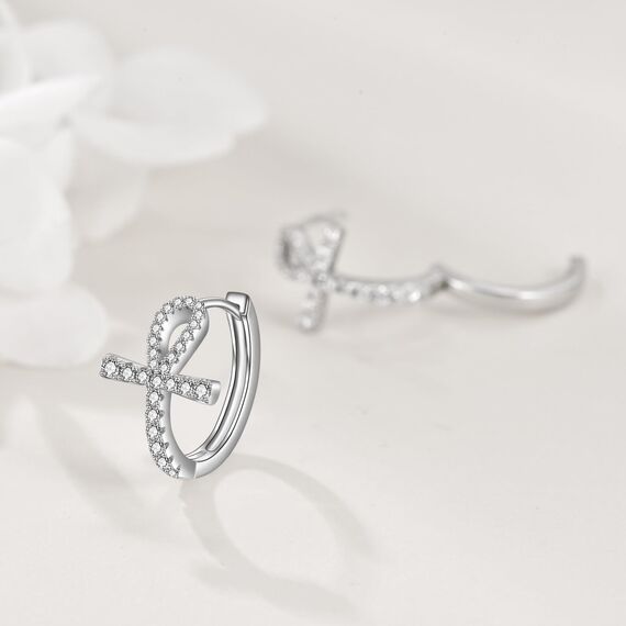 YFN Ankh Ohrringe Sterling Silber Kreuz Reif Ohrringe Religiöser Schmuck Christen Geschenke für Damen Herren