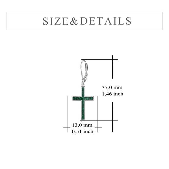 YFN Kreuz Sterling Silber Grüner Malachit Kreuz Ohrringe Tropfen Ohrringe Schmuck Geschenke für Damen Herren