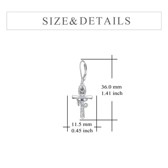 YFN Ankh Kreuz Ohrringe Sterling Silber Auge des Horus Ohrringe Skarabäus Baumeln Tropfen Hängend Schmuck Religion Schmuck Christen Geschenke für Damen
