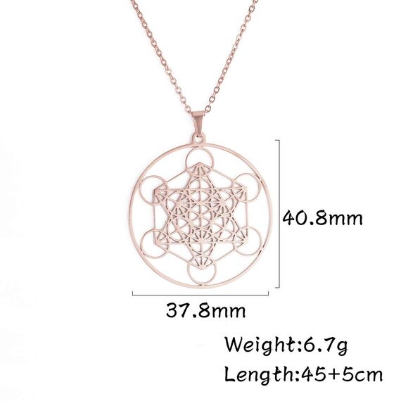 Amaxer Metatrons Cube Halskette für Frauen Davidstern Erzengel Metatron Schutzerklärung Hohl Kette Edelstahl Anhänger Charme Halskette für Frauen Mädchen, Edelstahl