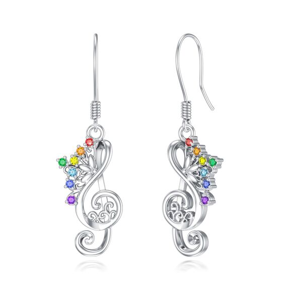 ABIGY 7 Chakra Ohrringe 925 Sterling Silber Yoga Ohrringe Musik Note Schmuck Chakra Weihnachten Geburtstag Jahrestag Schmuck Geschenke für Töchter Schwestern Mütter