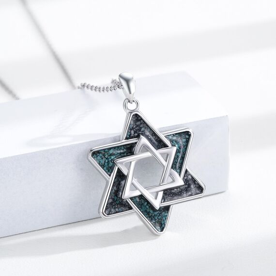 ABIGY Davidstern Halskette 925 Sterling Silber Davidstern Kette mit Türkis Anhänger Jüdischen Hexagramm Amulett Schmuck Geschenke für Damen Männer