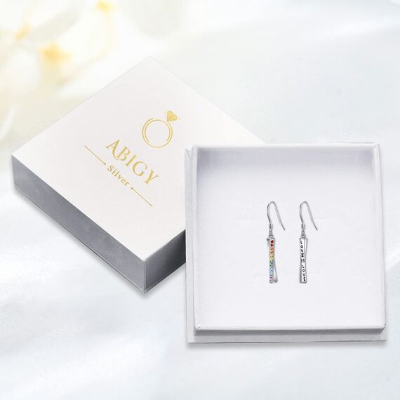 ABIGY LGBT Ohrringe Regenbogen Damen 925 Sterling Silber LGBT Stolz Bar Ohrringe Liebe ist Liebe Ohrring Homosexuell Stolz Schmuck Geschenk Weihnachten Geburtstag