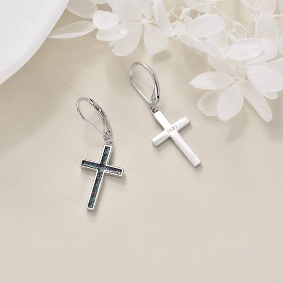 YFN Kreuz Ohrringe Sterling Silber Türkis Baumeln Tropfen Ohrringe Schmuck Geschenk für Damen