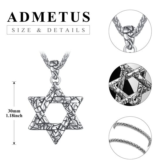 David Stern Kette Sterling Silber Davidstern Anhänger Halskette Herren Hexagramm Kette Davidstern Amulett Schutz Schmuck Geschenk für Herren Männer