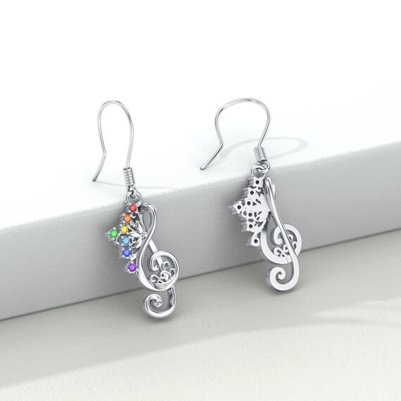 ABIGY 7 Chakra Ohrringe 925 Sterling Silber Yoga Ohrringe Musik Note Schmuck Chakra Weihnachten Geburtstag Jahrestag Schmuck Geschenke für Töchter Schwestern Mütter