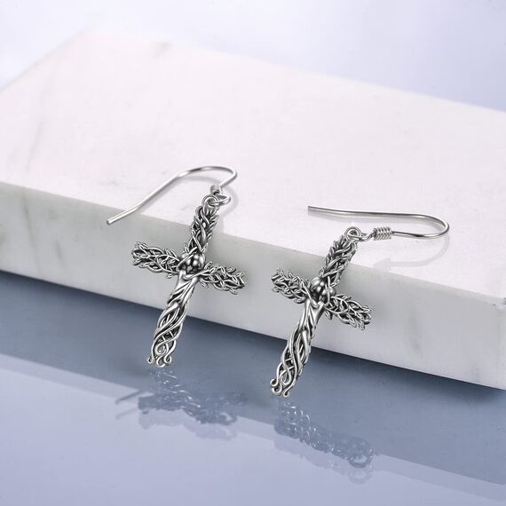 YFN Baum des Lebens Ohrringe Sterling Silber Lebenbaum Kreuz Paar Umarmt Tropfen Ohrringe Schmuck Geschenke für Damen