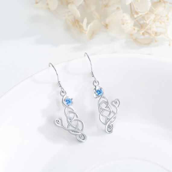 ABIGY Katzen Ohrringe 925 Sterling Silber Haustier Ohrringe keltischer Knoten baumelnde Ohrringe verrückter Katzen Damen Schmuck für Damen und Mädchen Geburtstags Geschenke