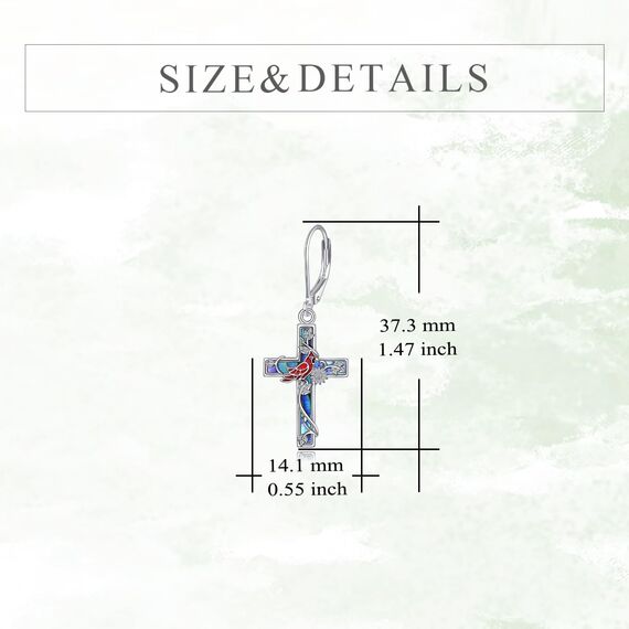 YFN Kardinalkreuz Ohrringe für Damen 925 Sterling Silber Abalone-Muschelkreuz Ohrringe Hängend Kardinal Ohrringes Tropfen Schmuck Geschenk für Damen