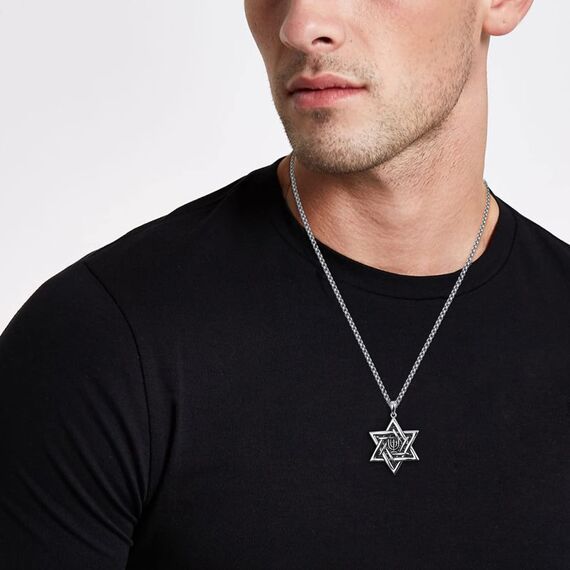 David Stern Anhänger Sterling Silber Kerze Davidstern Kette Halskette Herren Davidstern Schmuck Geschenk für Herren Männer