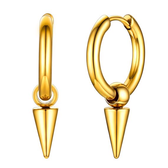 U7 Klappcroelen mit Kegel Anhänger 18k vergoldet Kleine Creolen Ohrringe Gotik Biker Punk Rock Huggie Kreolen Modeschmuck Accessoire
