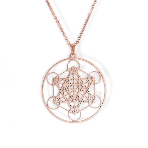 Amaxer Metatrons Cube Halskette für Frauen Davidstern Erzengel Metatron Schutzerklärung Hohl Kette Edelstahl Anhänger Charme Halskette für Frauen Mädchen, Edelstahl