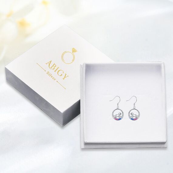 ABIGY Hunde Ohrringe 925 Sterling Silber Bunte Tier Ohrringe für Damen