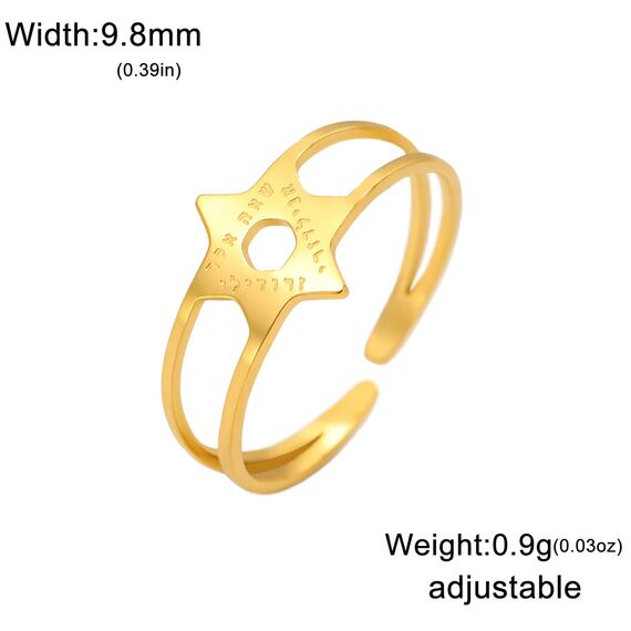 unift Davidstern Hebräischer Ring für Frauen Männer Edelstahl Hexagramm Einfaches Hebräischen Segen Chai Offene Ringe Schmuck Geschenke Chanukkah, Edelstahl, hummerfalle