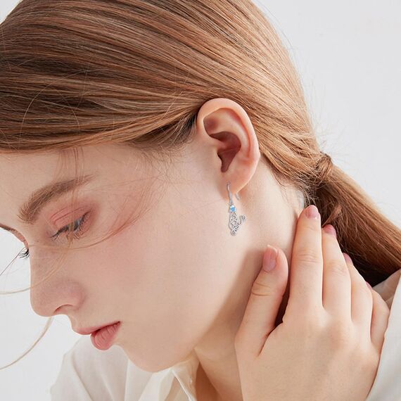 ABIGY Katzen Ohrringe 925 Sterling Silber Haustier Ohrringe keltischer Knoten baumelnde Ohrringe verrückter Katzen Damen Schmuck für Damen und Mädchen Geburtstags Geschenke