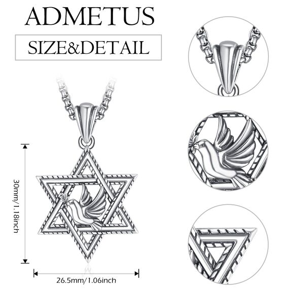 David Sterne Halskette Sterling Silber Davidstern Anhänger Kette Davidstern mit Taube Kette Taube Halskette David Stern Schmuck Geschenk für Herren Männer