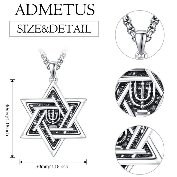 David Stern Anhänger Sterling Silber Kerze Davidstern Kette Halskette Herren Davidstern Schmuck Geschenk für Herren Männer