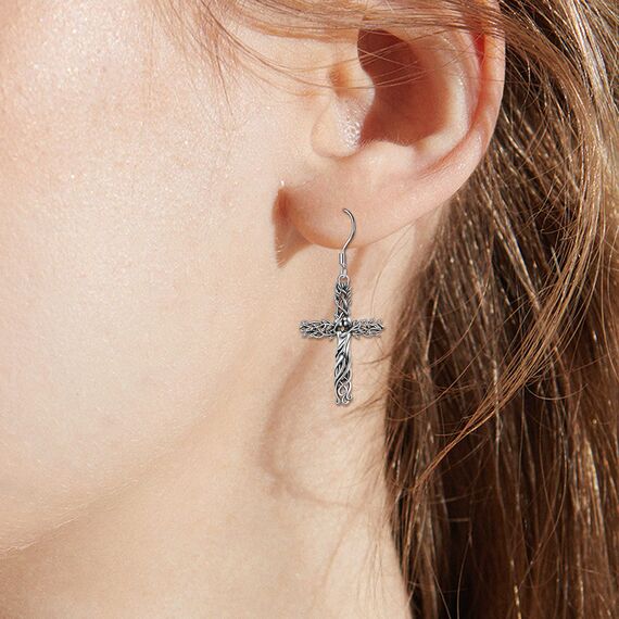 YFN Baum des Lebens Ohrringe Sterling Silber Lebenbaum Kreuz Paar Umarmt Tropfen Ohrringe Schmuck Geschenke für Damen