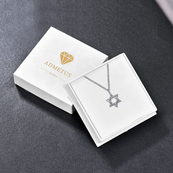 David Stern Kette Sterling Silber Davidstern Anhänger Halskette Herren Hexagramm Kette Davidstern Amulett Schutz Schmuck Geschenk für Herren Männer