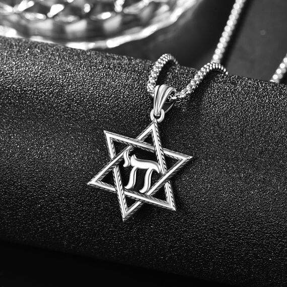 David Sterne Halskette Sterling Silber Davidstern Anhänger Kette Davidstern mit Chai Kette David Stern Schmuck Geschenk für Herren Männer
