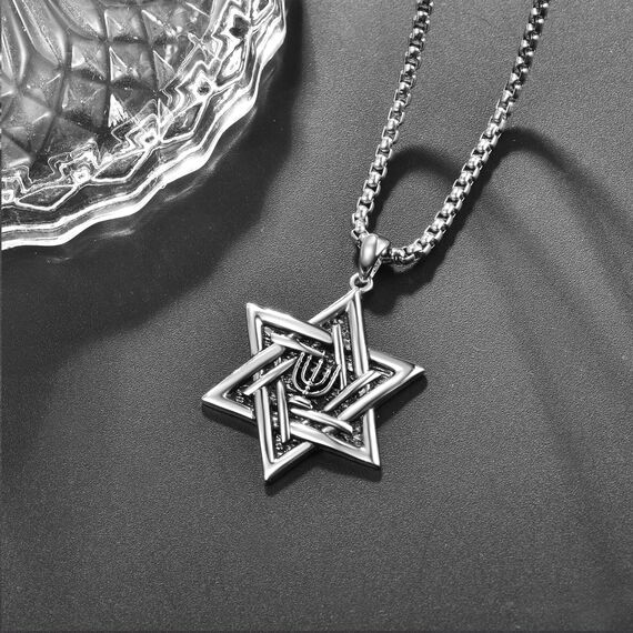 David Stern Anhänger Sterling Silber Kerze Davidstern Kette Halskette Herren Davidstern Schmuck Geschenk für Herren Männer