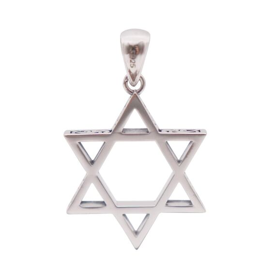 ForFox Vintage Echt 925 Sterling Silber Hexagramm Davidstern Anhänger für Herren Damen