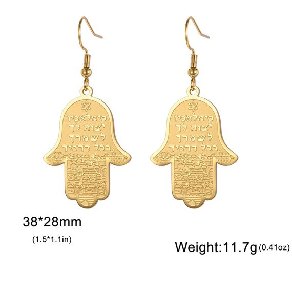 VASSAGO Hängeohrringe mit Hamsa-Hand der Fatima, jüdischer Davidstern für Frauen, hebräisches Amulett, Schmuck, Geschenk, Edelstahl