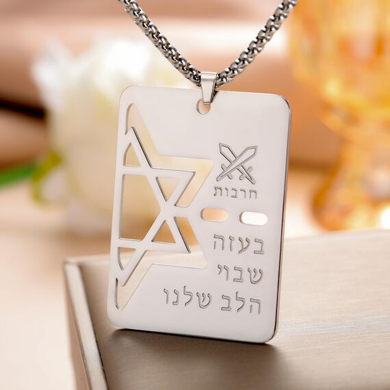 VASSAGO Davidstern Halskette Hebräische Segen Halskette Jüdische Stern Halskette Edelstahl Hunde anhänger Anhänger religiöser Israel Schmuck