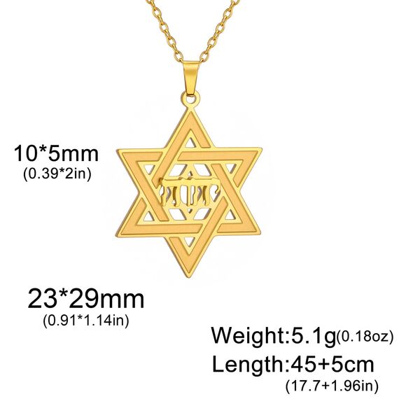 Tetragrammaton Davidstern Halskette Yhvh Yhwh Jehovah Yahweh Hebräische Halskette Jüdischer Stern Halskette Biblische Namen Gottes Anhänger Israel Jüdischer Schmuck Chanukka Geschenk Frauen (gold)