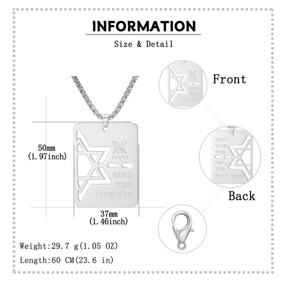 VASSAGO Davidstern Halskette Hebräische Segen Halskette Jüdische Stern Halskette Edelstahl Hunde anhänger Anhänger religiöser Israel Schmuck