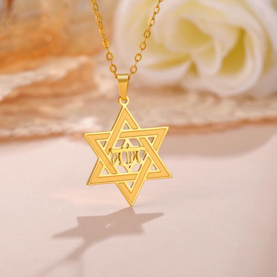 Tetragrammaton Davidstern Halskette Yhvh Yhwh Jehovah Yahweh Hebräische Halskette Jüdischer Stern Halskette Biblische Namen Gottes Anhänger Israel Jüdischer Schmuck Chanukka Geschenk Frauen (gold)