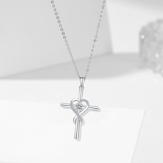 Fryneauy Unendliche Kreuz Halskette für Frauen Sterling Silber Kreuz Anhänger christliche Halskette Schmuck Geburtstagsge Schenke für Freund Schwester Männer