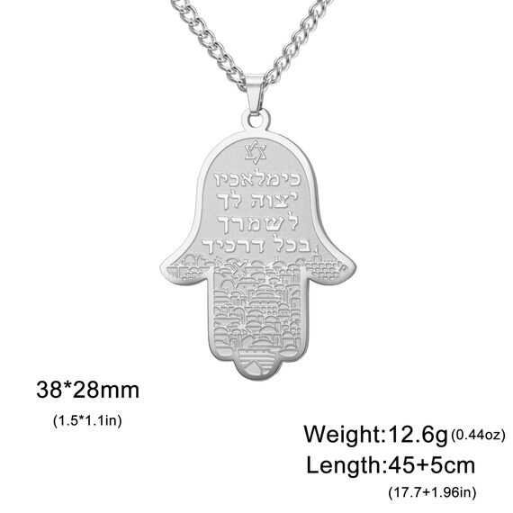 Hamsa Hand der Fatima Halskette für Frauen Hebräischer Segensanhänger Jüdischer Davidstern Halskette Israel Allah Judentum Religiöser Schmuck Islamisches Amulett für Männer (Kreuz Kette silber)