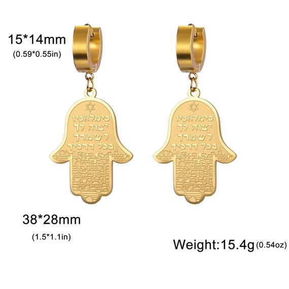 VASSAGO Hängende Ohrringe mit Hamsa-Hand der Fatima, jüdischer Davidstern für Frauen, hebräisches Amulett, Schmuck, Geschenk, Edelstahl