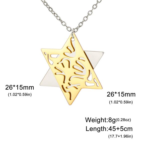 Jüdisches Gebet Shema Yisrael Halskette für Frauen Zweifarbige Davidstern Halskette Hear O Israel Anhänger Judaica Sh'ma Yisrael Schmuck Hebräisch Kabbalah Segen Geschenk Männer (A- Zweifarbig gold)