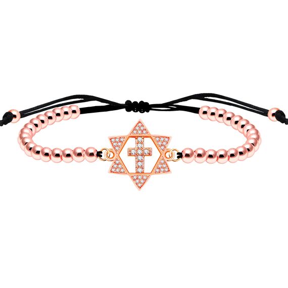 JunyiDIY Handgefertigtes, verstellbares Kreuz- und Davidstern-Charm-Armband, modischer christlicher, religiöser Schmuck für Männer und Frauen, schützendes und inspirierendes Geschenk, adjustable,