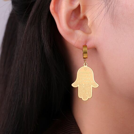 VASSAGO Hängende Ohrringe mit Hamsa-Hand der Fatima, jüdischer Davidstern für Frauen, hebräisches Amulett, Schmuck, Geschenk, Edelstahl
