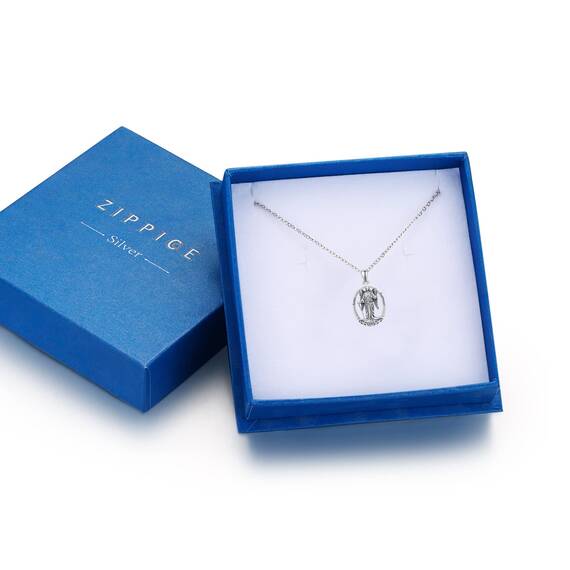 ZIPPICE Saint Raphael Halskette 925 Sterling Silber Halskette Erzengel Anhänger Amulett Schmuck Geschenk Weihnachtsgeschenke für Herren Damen