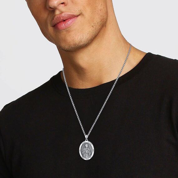 ADMETUS Heiliger Petrus Kette 925 Sterling Silber Heiliger Peter Medaille von Heiliger Peter Heiliger Petrus Anhänger Medaille Religiöse Geschenk für Herren