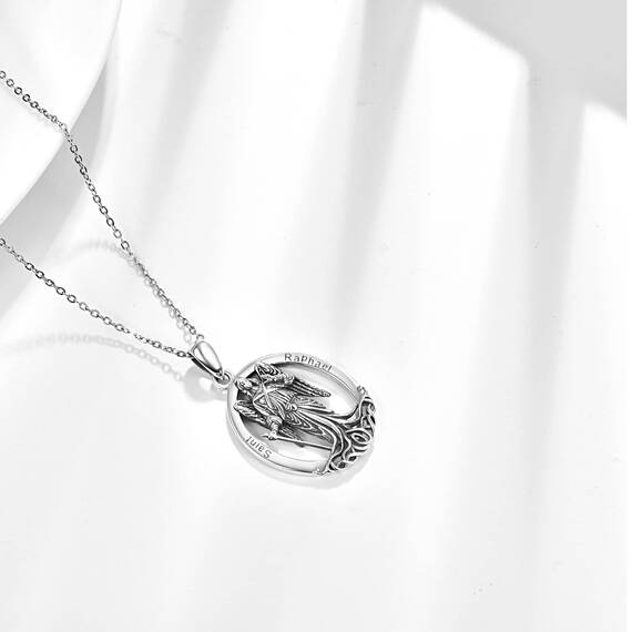 ZIPPICE Saint Raphael Halskette 925 Sterling Silber Halskette Erzengel Anhänger Amulett Schmuck Geschenk Weihnachtsgeschenke für Herren Damen