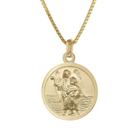 trendor Erzengel Raphael Anhänger Gold 333 an goldplattierter Kette elegantes Schmuckstück für Damen und Herren, zauberhafte Geschenkidee, 41432-45 45 cm