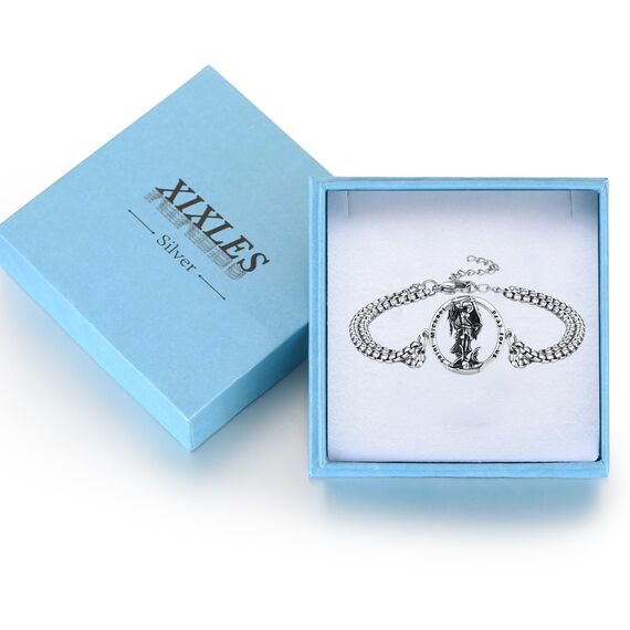 XIXLES St. Michael Armband 925 Sterling Silber Erzengel Michael Amulett Medaillon Armband Religiöser Beschützer Talisman
