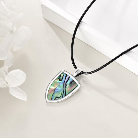 YFN St. Michael Kreuz Halskette für Frauen Männer Sterling Silber Religiöse Beschützer Anhänger St. Michael Erzengel Schmuck Geschenke (abalone)