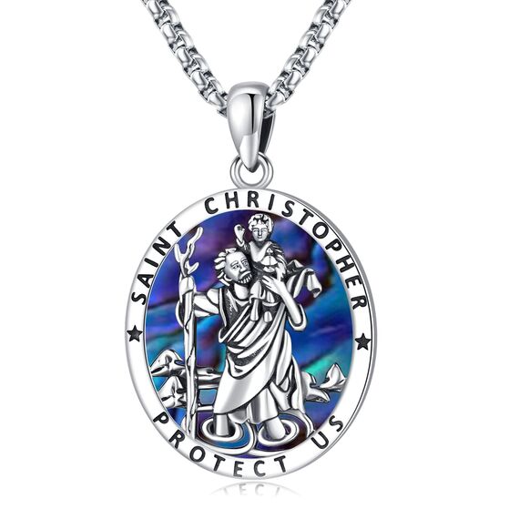 Eusense Halskette Erzengel Michael/St Benedikt/Heiliger Christopher/Jungfrau Maria/Kruzifix, Anhänger katholisch, religiös, 925 Silber, Schmuck, Schutz-Amulett, Medaille für Herren und Damen, Sterling
