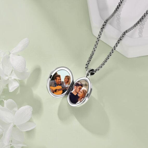 YFN Heiliger Michael Medaillon Halskette Sterling Silber Religiöse Beschützer Foto Anhänger Sankt Michael Erzengel Schmuck Geschenke für Damen Herren