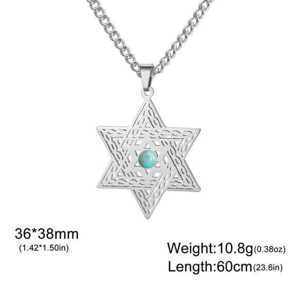 VASSAGO Davidstern-Halskette für Damen Edelstahl Zirkonia magischer Hexagon-Anhänger zierlicher religiöser jüdischer Schmuck (Silber)