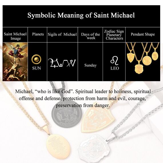 U7 Erzengel Michael Medaille Halskette 18k vergoldet Schild Form Anhänger mit 55+5cm Venezianierkette Schutz Patron Heilige Michael Modeschmuck Accessoire für Geburtstag