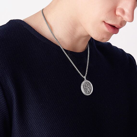 Heiliger Christophorus Urnenketten für Asche Sterling Silber Heiliger Christopherus Urnen Kette Anhänger Herren St Christopher Halskette Schmuck Geschenke